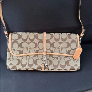Coach Brown Tan Signature Shoulder Bag